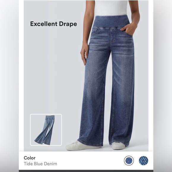 HALARA Denim - Halara Flex™ Mid Rise Draped Lyocel Washed Casual Baggy Wide Leg